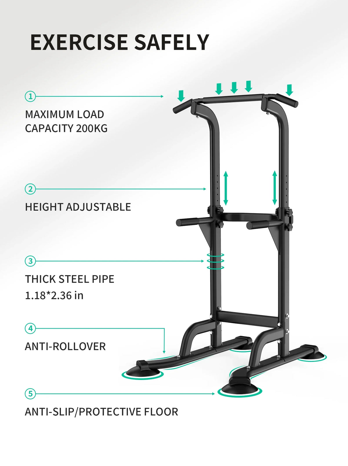 Rebuild Your Life Power Tower Pull Up Bar Station Workout Dip Station for Home Gym Strength Training Fitness Equipment Newer Version,400LBS