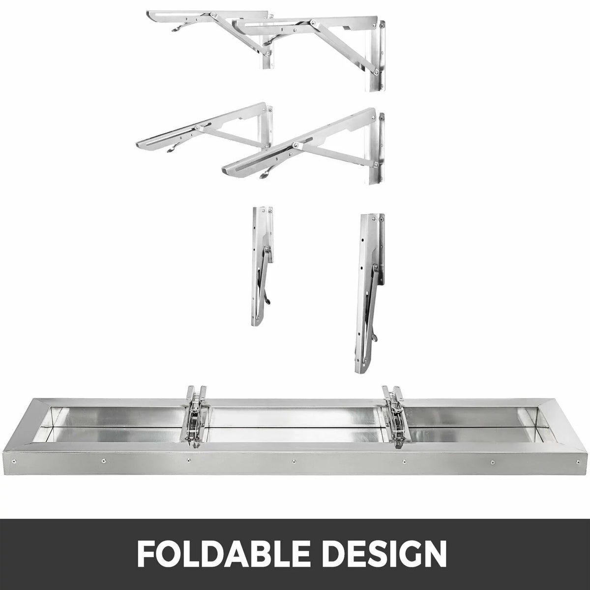VEVOR Concession Shelf 48L x 12W 25mm Stainless Steel Drop Down Folding Serving Food Shelf Stand Serving for Concession Trailer Serving Window