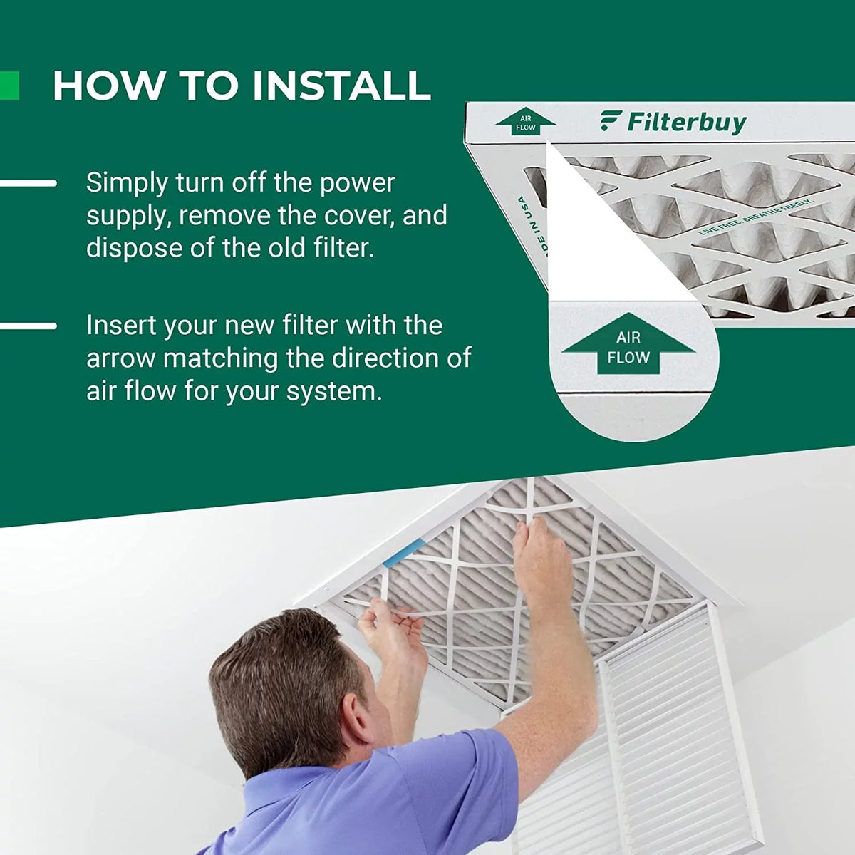 Filterbuy 20x30x1 MERV 11 Pleated HVAC AC Furnace Air Filters (3-Pack)