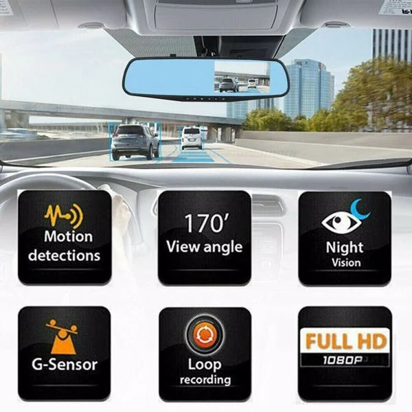 Bornmio 1080P HD Rearview Mirror Car DVR Dual Dash Cam Camera Front Rear Video Recorder