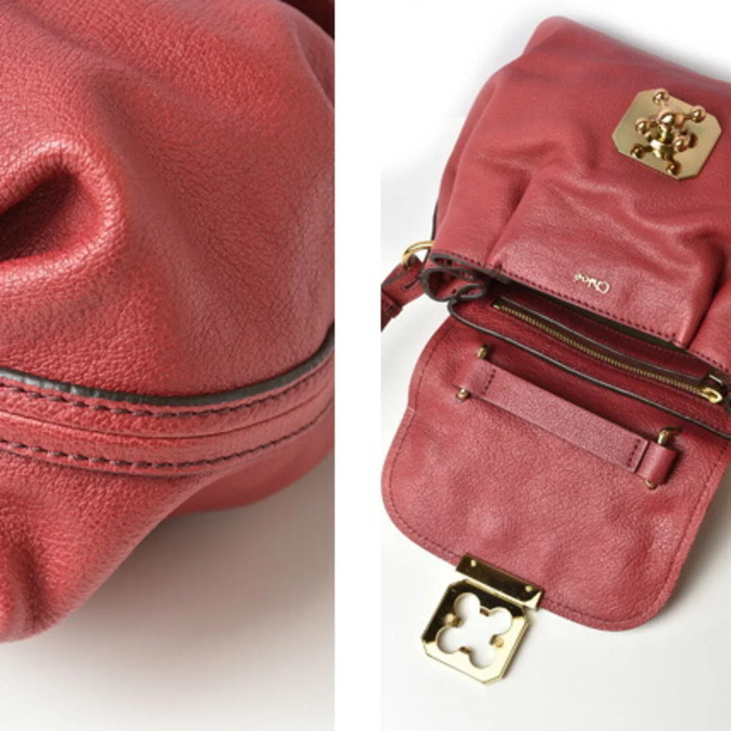 Pre-Owned Chloé Chloe handbag shoulder bag 2way ELISIE Elsie leather Bordeaux (Good)