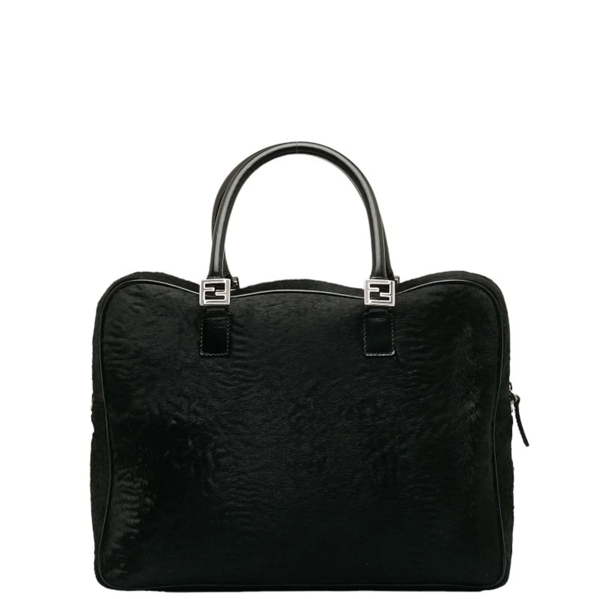 Pre-Owned FENDI Handbag Shoulder Bag charcoal Pony Leather Women's (Good)
