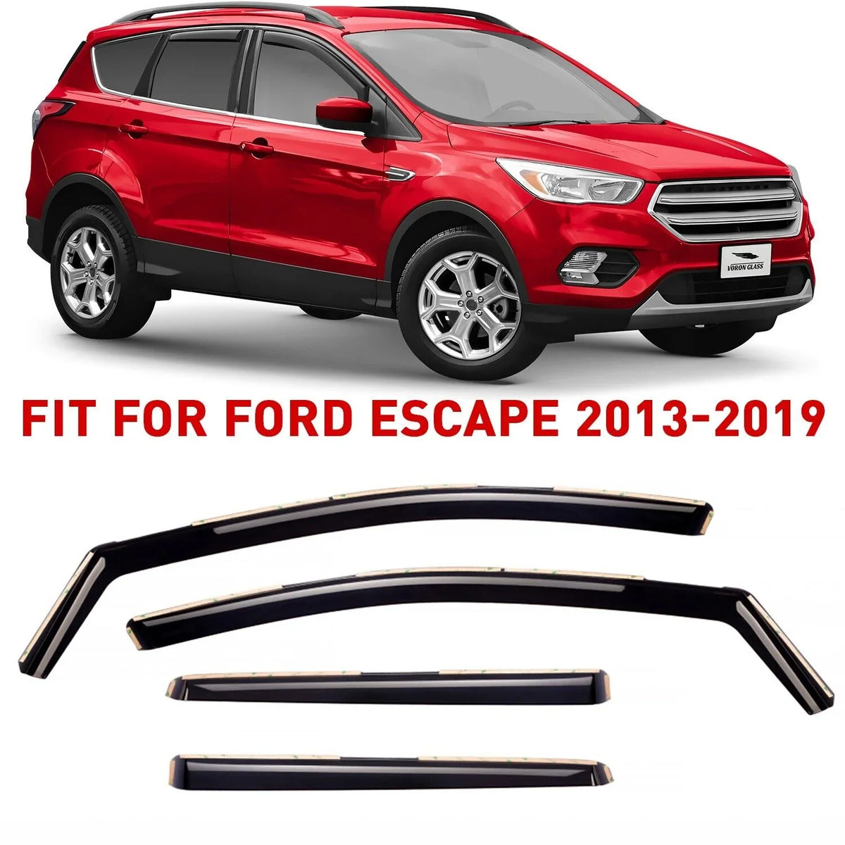 Voron Glass in-Channel Extra Durable Rain Guards for  Escape 2013-2019, Vent Window Visors, Window Deflectors, 4 Pieces - 200517