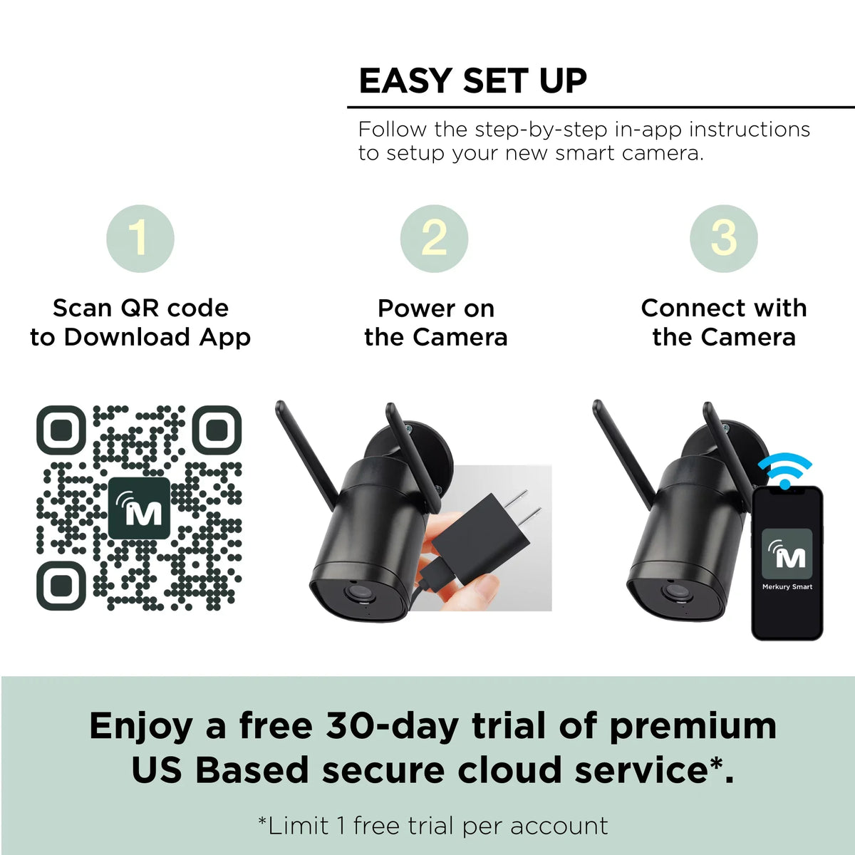Merkury Smart 1080P Smart Outdoor Security Camera - Weatherproof, Night Vision, 2-Way Audio, dark, Wi-Fi