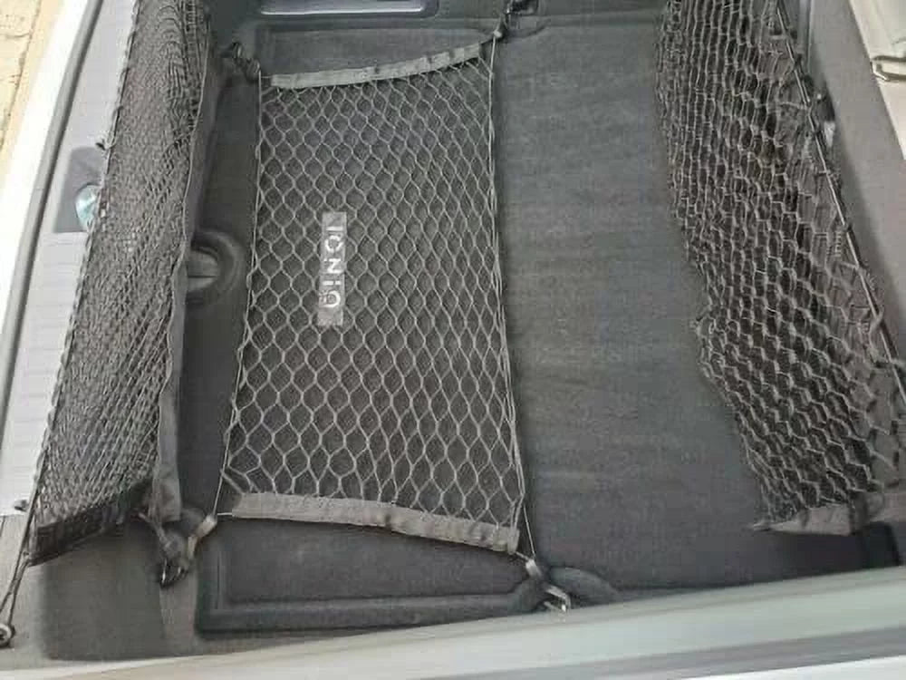EACCESSORIES EA (Qty.3) Trunk Organizer Cargo Nets for HYUNDAI IONIQ 2017-2019 – Floor & 2 Envelope Style Cargo Nets for Hatchback – Premium Mesh Elastic Car Trunk Organizer – Compatible HYUNDAI IONIQ