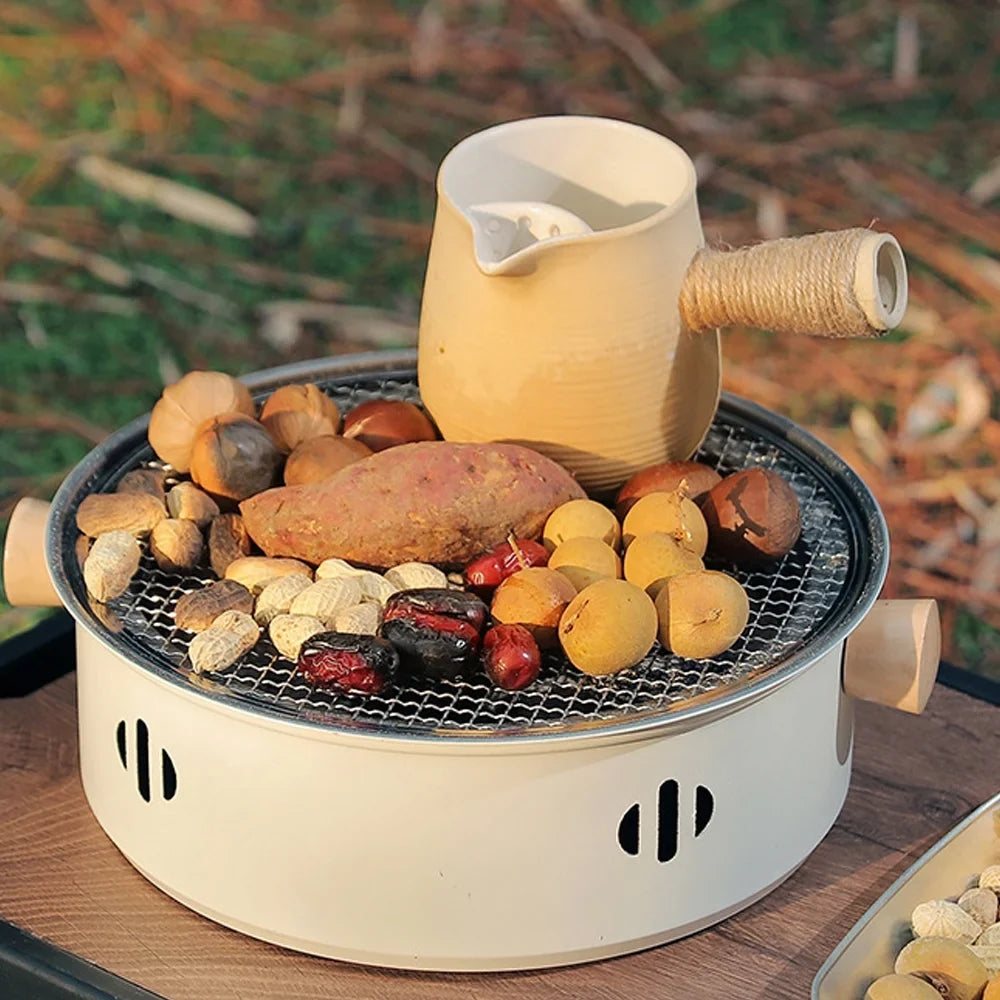 Portable Stainless Steel Charcoal BBQ Grill - Split Grill Design for Camping, Picnics, and Travel - Enjoy Barbecue Anywhere with this Camping Barbecue Stove