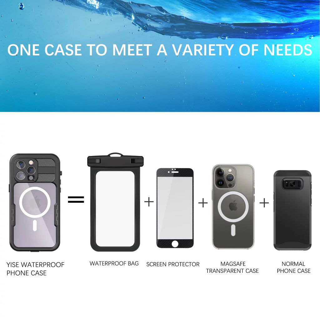 for iPhone 14 Pro Max 6.7" Case Waterproof, Built-in 6H Screen Protector [Real 360][IP68 Underwater][14FT Military Dropproof][Dustproof][Compatible with MagSafe] for iPhone 14 Pro Max - dark