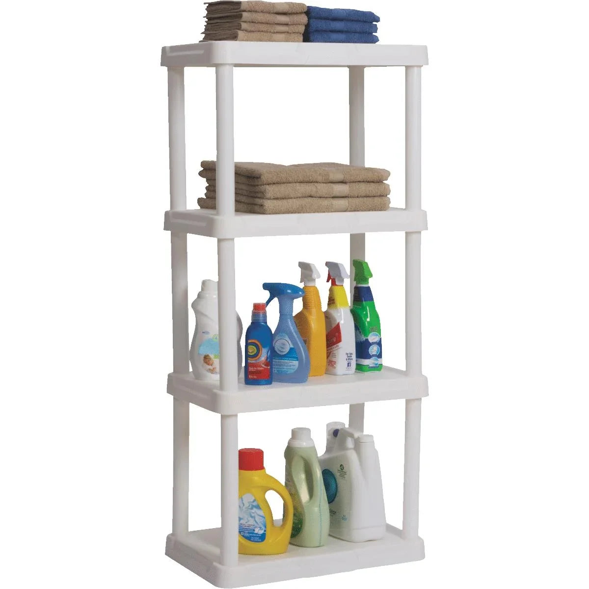 4-Tier White Resin Plastic Shelving 2214WH4. x 14 In. x 22 In. Contico 48 In