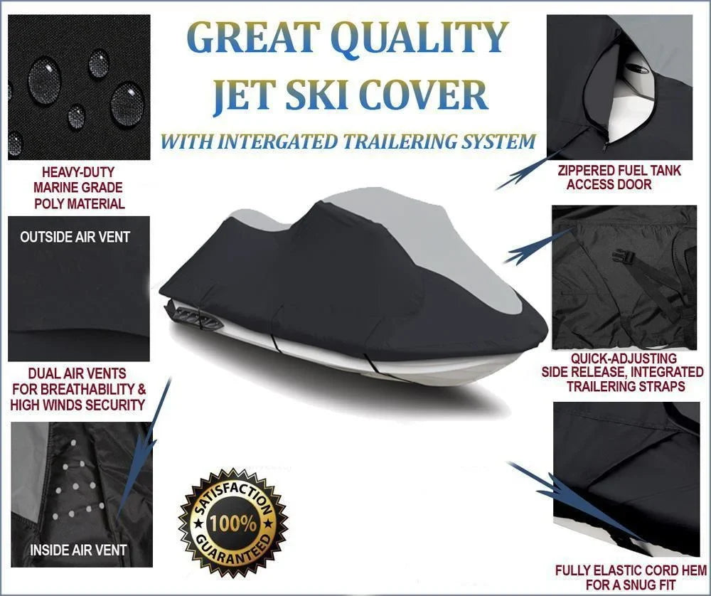 SUPER HEAVY-DUTY PWC 600D JET SKI Cover Compatible for Sea Doo Sea-Doo Bombardier GS Inter First Series 2001 1-2 Seater