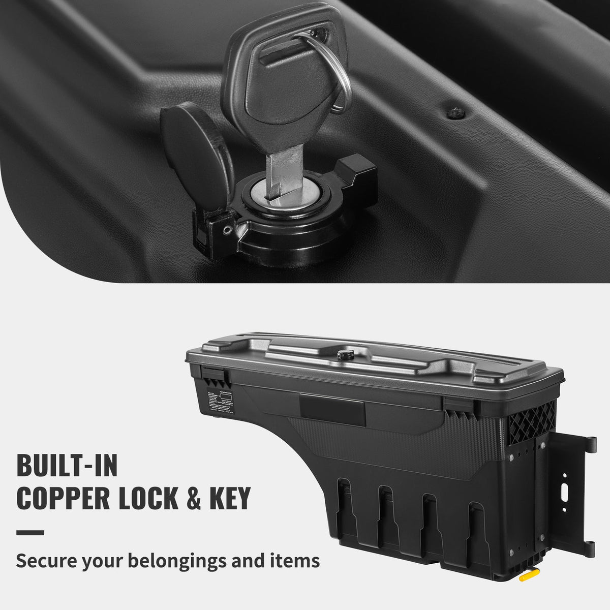 SKYSHALO Truck Bed Storage Box, Lockable Lid, 6.6 Gal/20 L Waterproof ABS Wheel Well Tool Box, Compatible with Chevrolet Silverado 1500 GMC Sierra 1500 2019-2021, ebony, Passenger Side