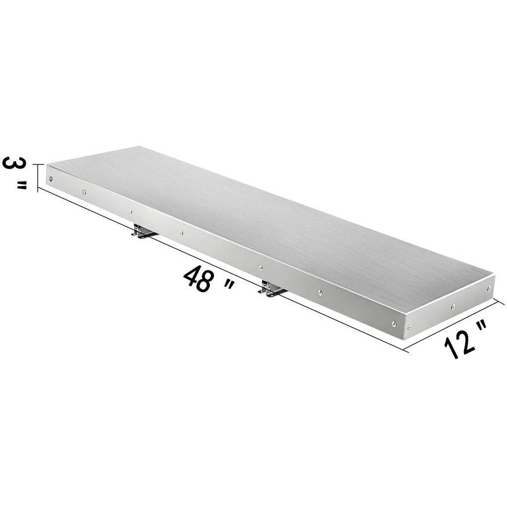 VEVOR Concession Shelf 48L x 12W 25mm Stainless Steel Drop Down Folding Serving Food Shelf Stand Serving for Concession Trailer Serving Window