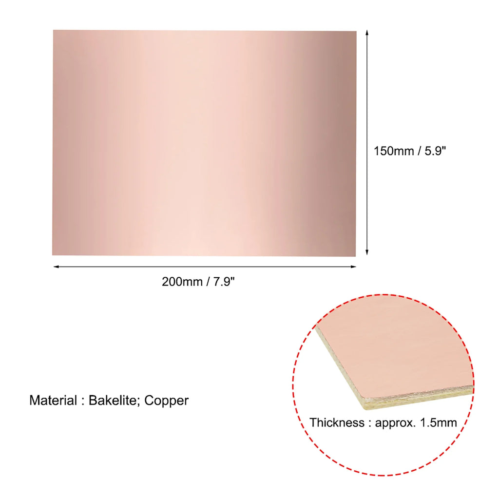 Unique Bargains 200x150mm Single-Sided Copper Clad Laminate Circuit Board 1.5mm Thickness DIY Prototyping PCB Board