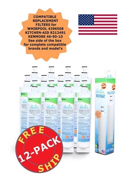 ZUMA Brand , Water and Ice Filter , Model # OPFW-RF300 , Compatible with Whirlpool® 8212491 - 12 Pack - Made in U.S.A.