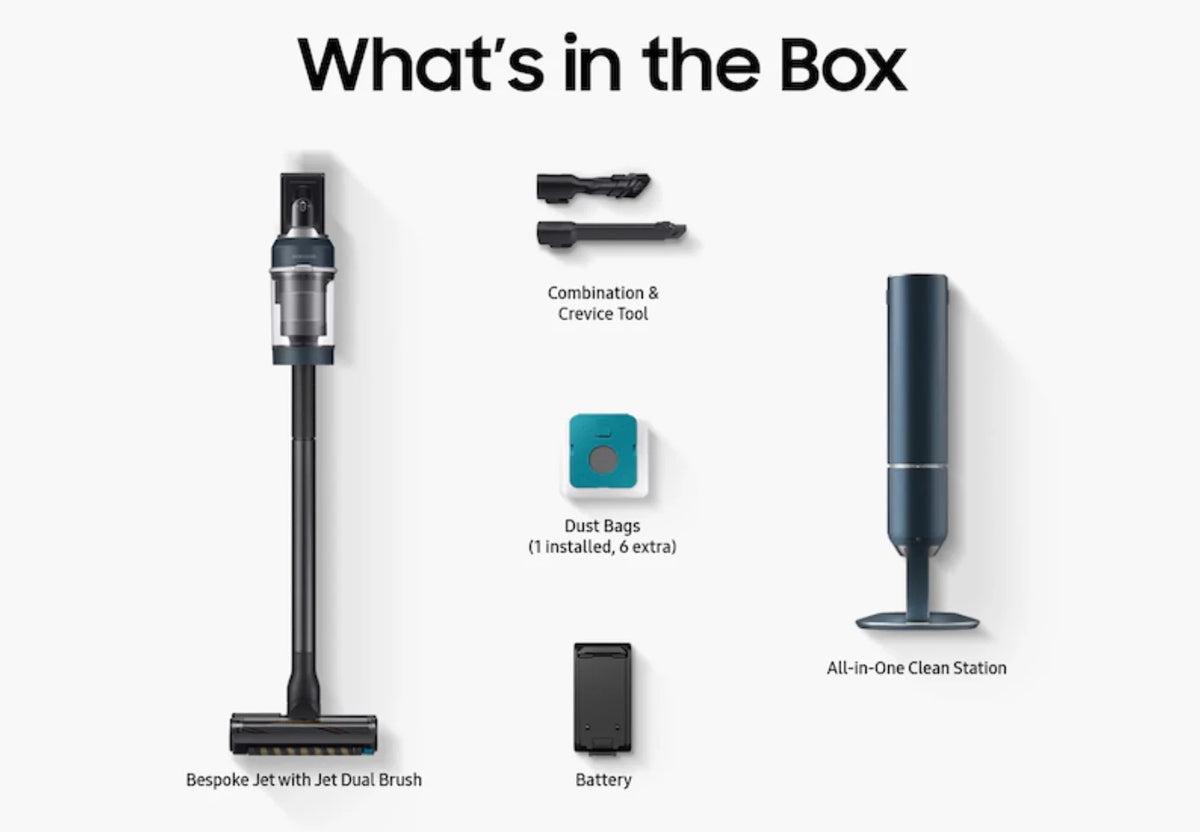Restored  VS20A9580VB/AA-RB Bespoke Jet Cordless Stick Vacuume with Clean Station Blue - Certified Refurbished