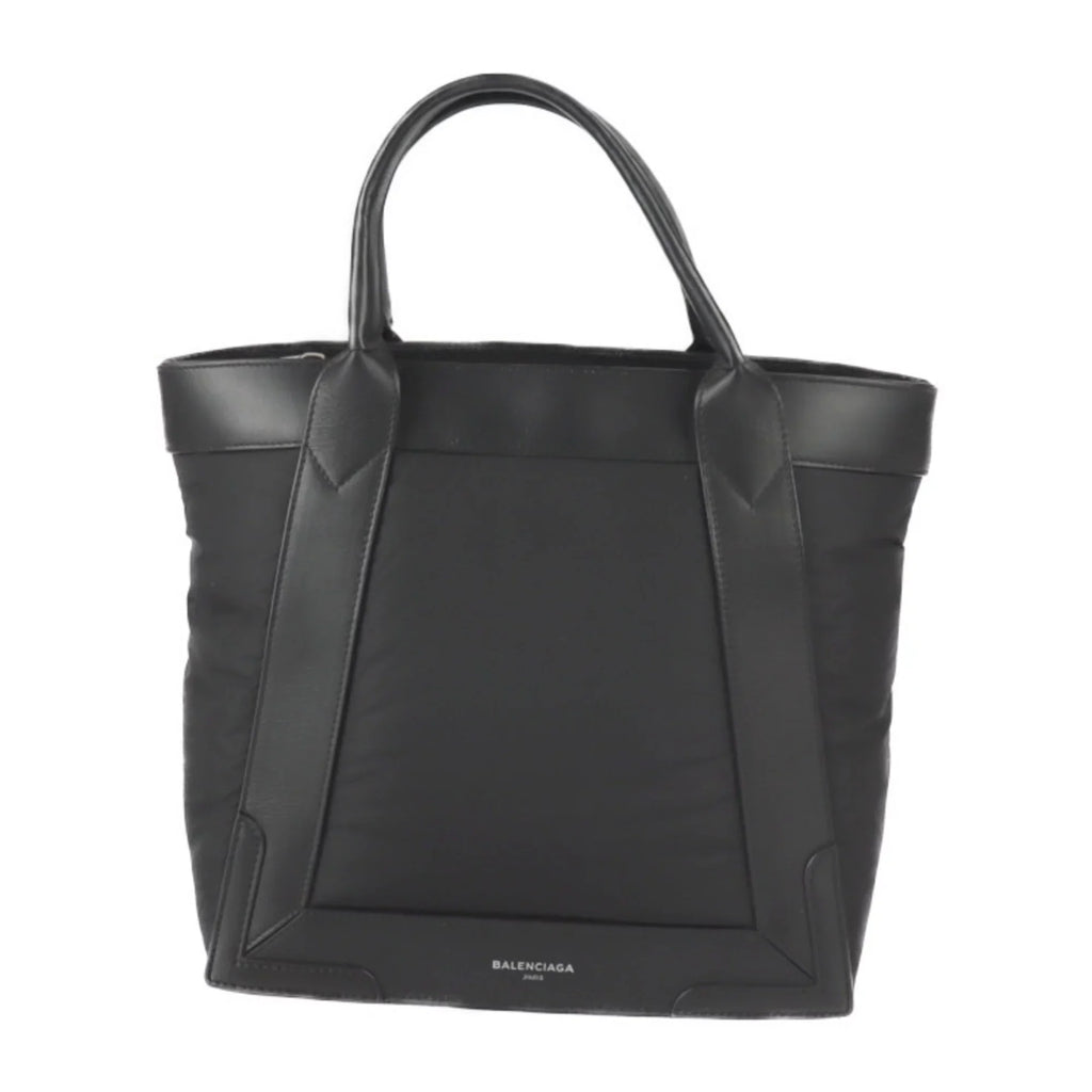 Pre-Owned BALENCIAGA Balenciaga Kabas S tote bag 363425 nylon leather charcoal silver metal fittings (Good)