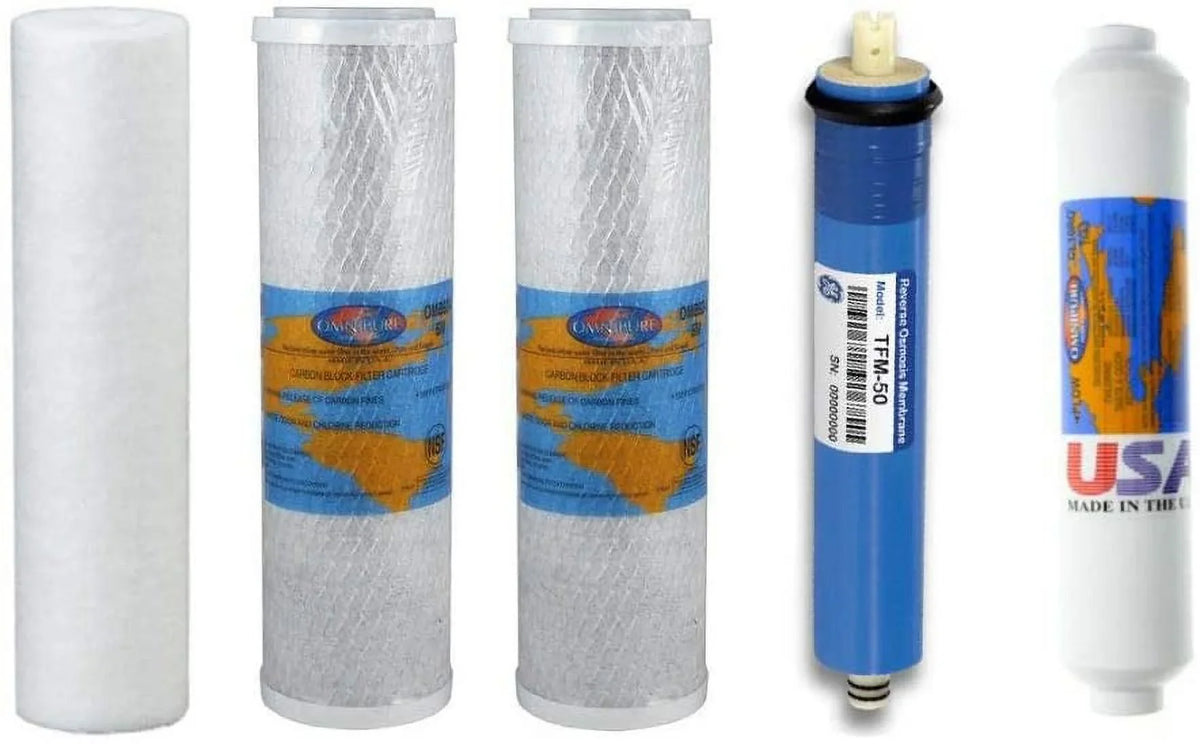 Replacement Annual Filter Kit with RO Membrane for PureValue 5EZ50 Reverse Osmosis Systems by IPW Industries Inc.