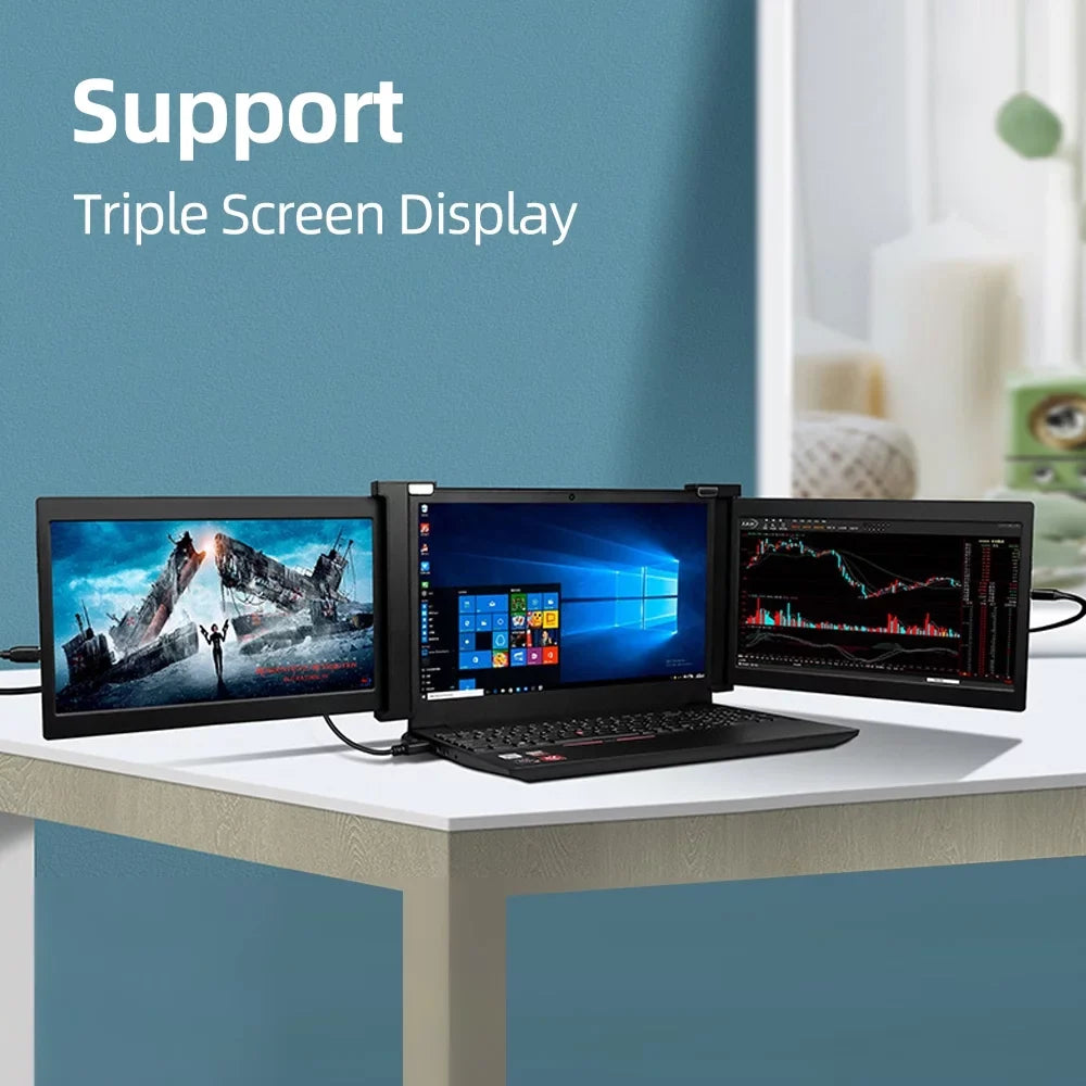 Anself 13.3 25mm Portable Triple-screen  Laptop Expansion Screen 1920*1080 Resolution Easy Installation for 13.3-16.5 inch Laptop
