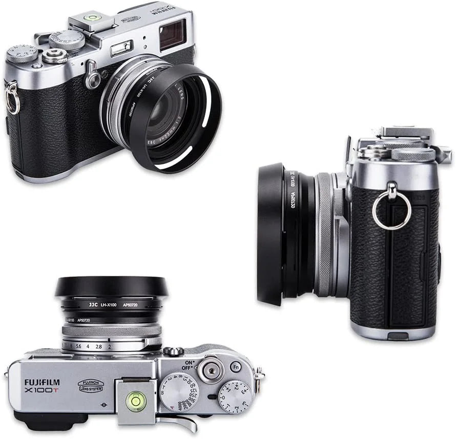 Lens Hood Set JJC Lens Shade for Fuji Fujifilm X100V X100F X100S X100T X100 X70 Replace Fuji LH-X100 Lens Hood & Adapter Ring Aluminum Alloy -dark
