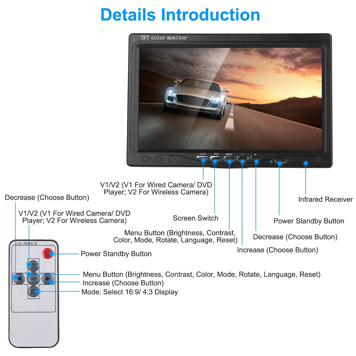 Wireless Car Backup Camera, iMountek Car Parking Reverse System with 7In Screen Night Vision 2.4G Stable Signal for Car Trunk Van SUV