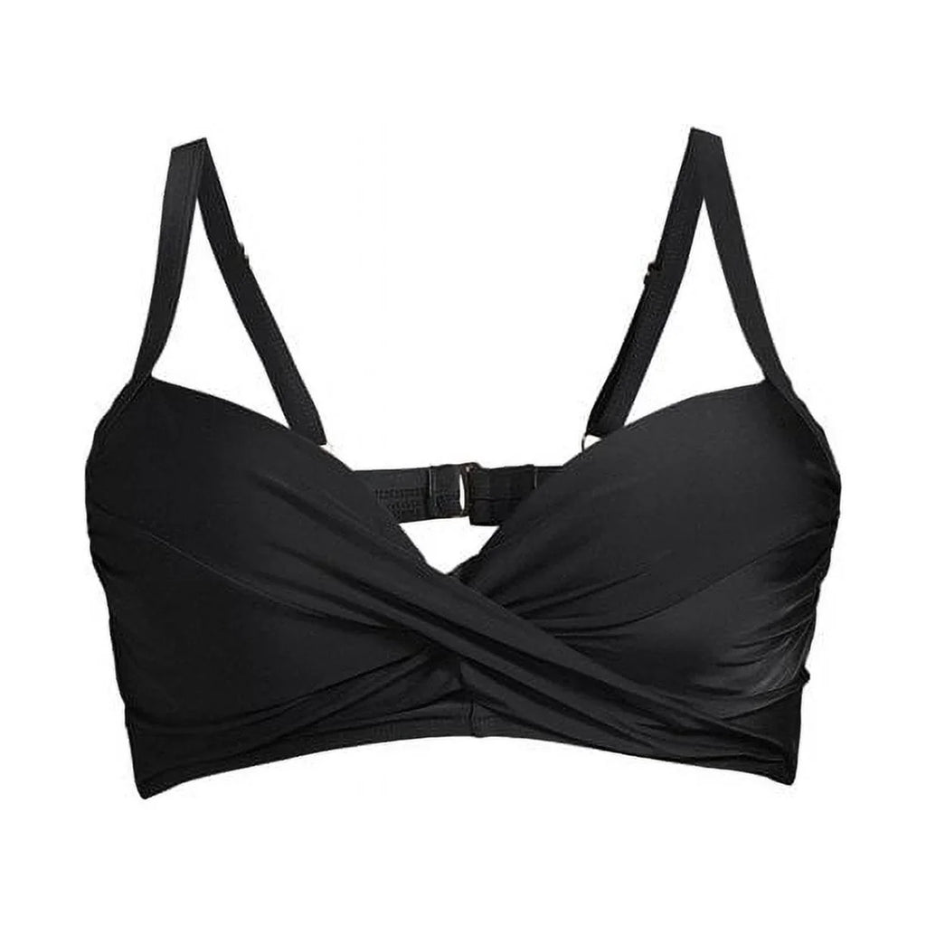 Nicole Miller charcoal Twist Front Bikini Top + Hi Waist Shirred Bottom 2Pc XL