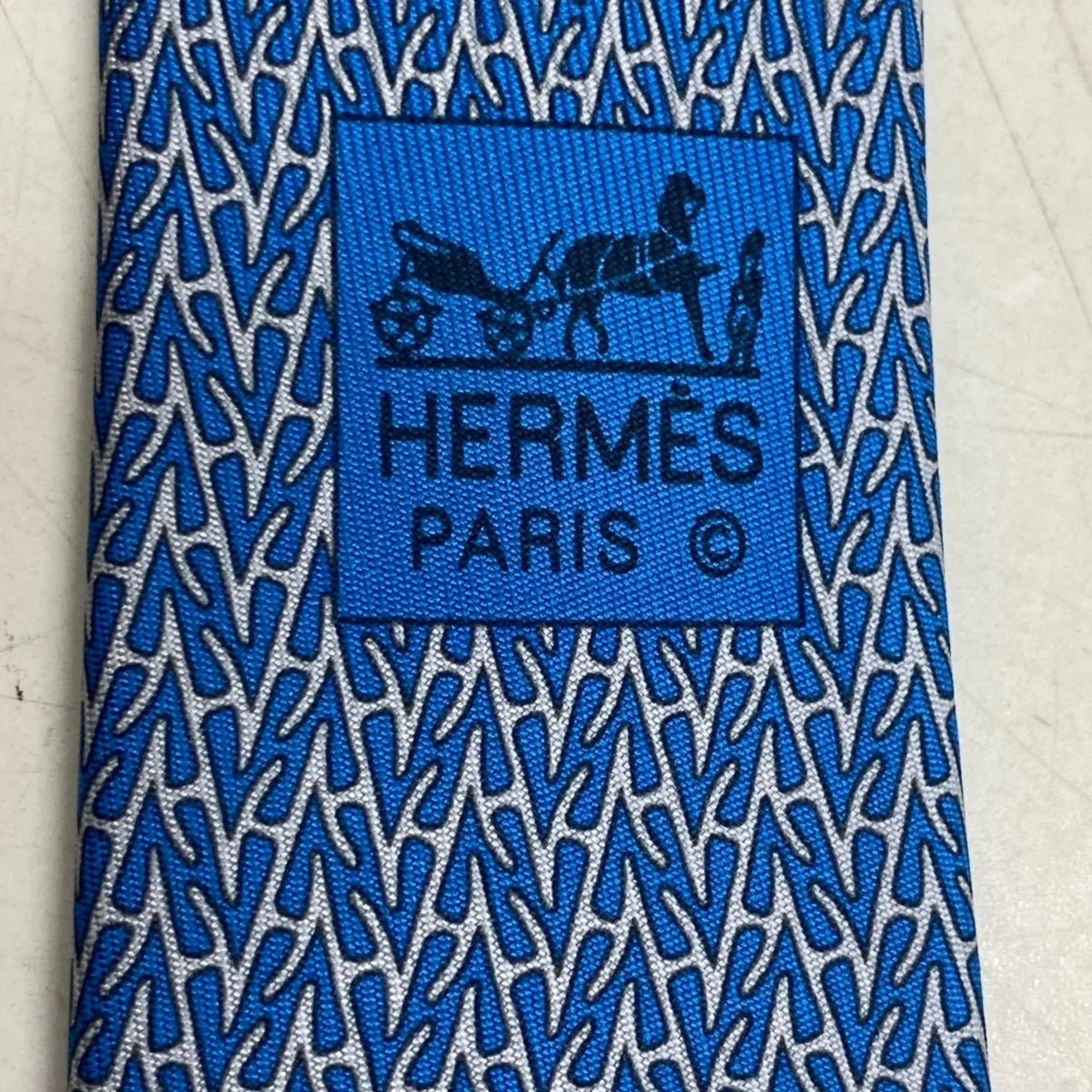 Pre-Owned HERMES H-roll necktie, blue, men's Z0006122 (Like New)