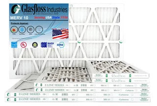 Glasfloss 20x36x1 - MERV 10 -Qty:12 - Furnace Air Filter - Made in USA (Actual Size: 19.5 x 36.5x7/8 1 inch)