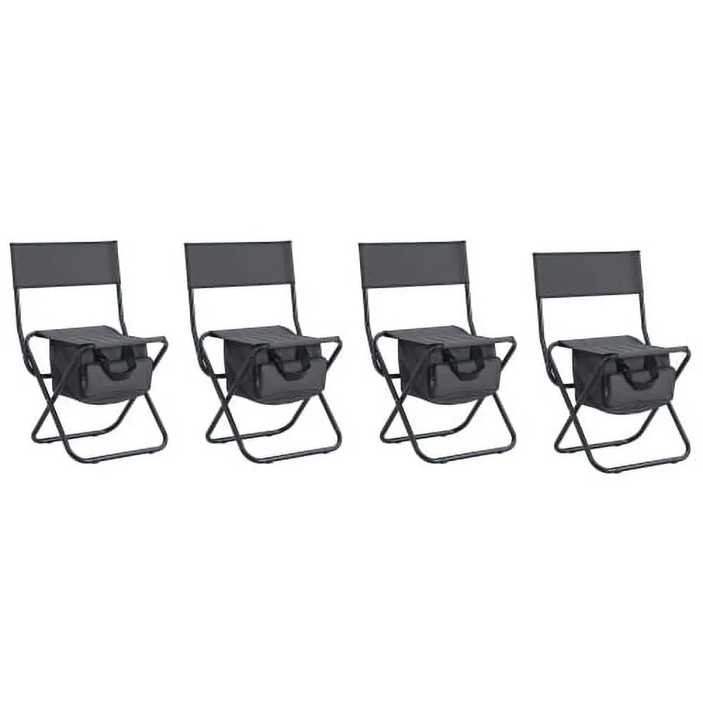 Set of 5, Folding Outdoor Table and Chair Set for Indoor, Outdoor Camping, Picnics, Beach,Backyard, BBQ, Party, Patio, ebony/Gray