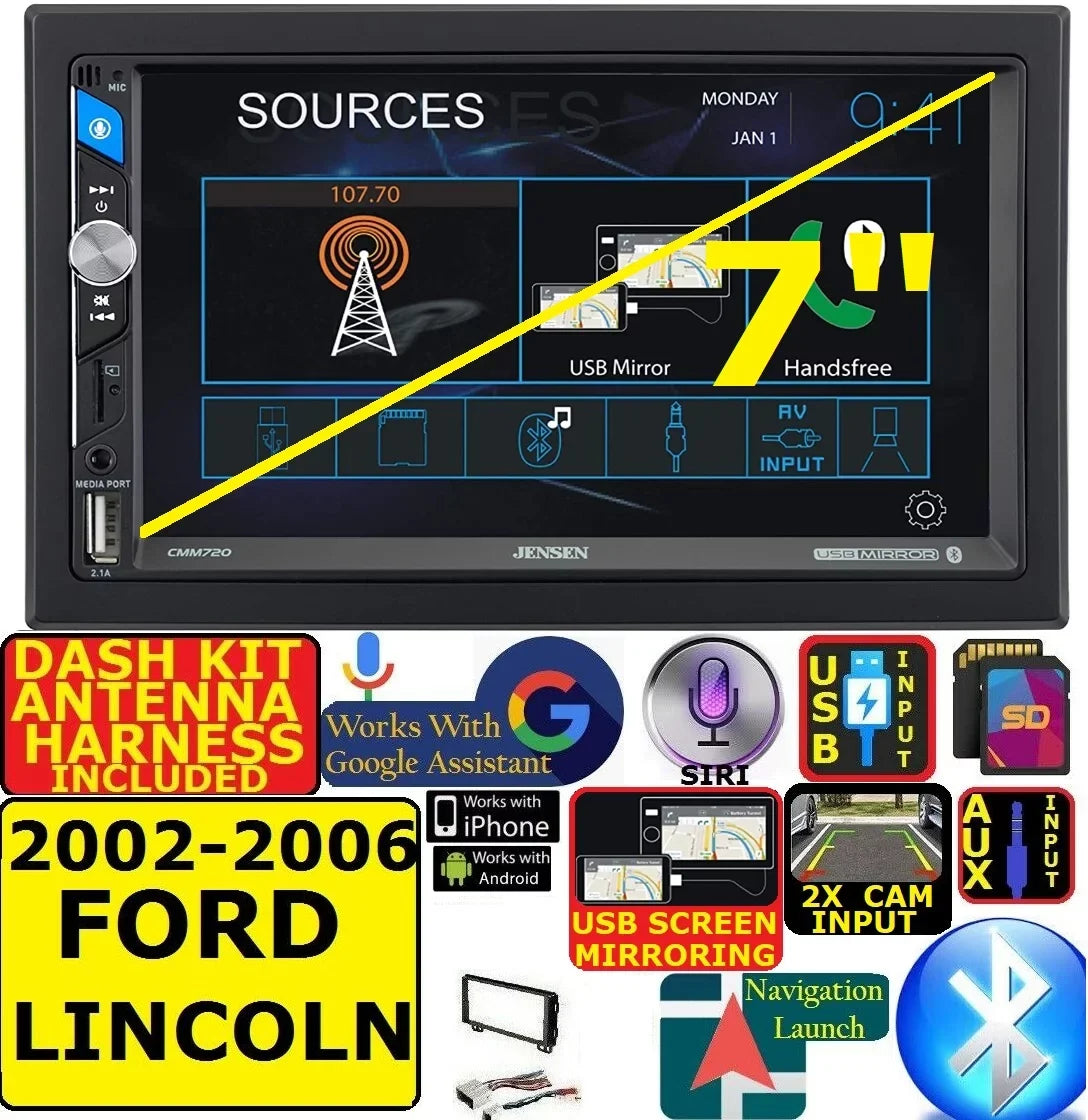 INCLUDES VEHICLE SPECIFIC INSTALLATION HARDWARE INCLUDING DASH KIT, WIRE HARNESS, AND. FITS 02-06  EXPEDITION EXPLORER LINCOLN AVIATOR AM/FM USB/BLUETOOTH TOUCHSCREEN CAR RADIO STEREO PKG