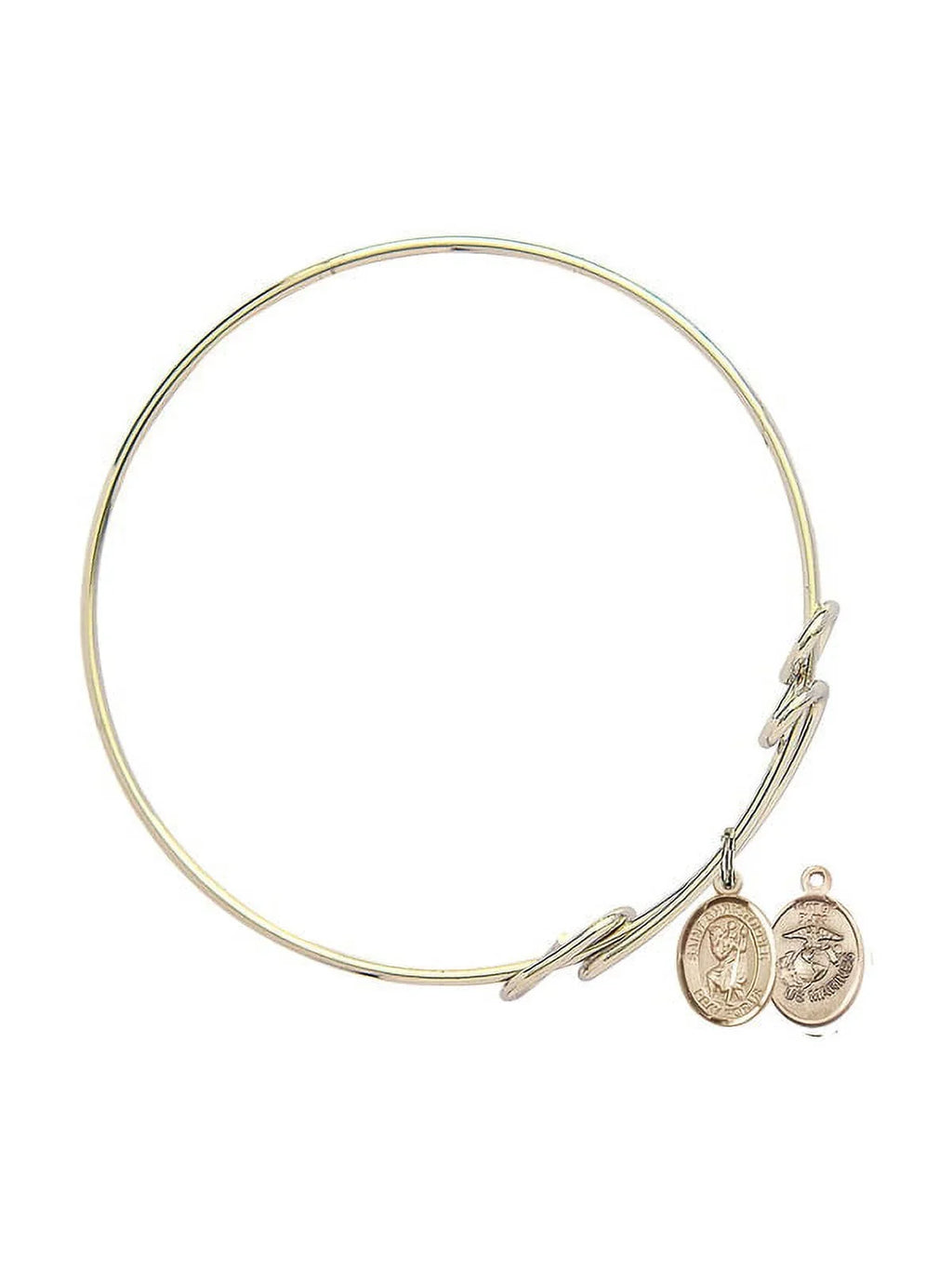 Christopher / Marines in Gold-Filled. 8 1/2 25mm Round Double Loop Bangle Bracelet w/ St