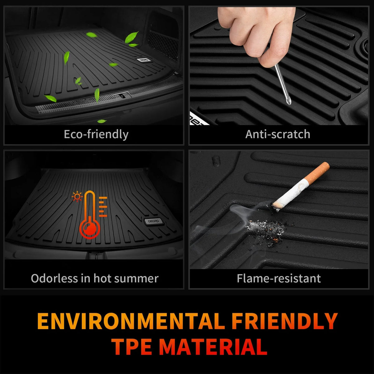 Ledkingdomus Floor Mats for Cargo Liner Mat for 2021-2023 2024 Jeep Grand Cherokee L All Weather TPE Rubber