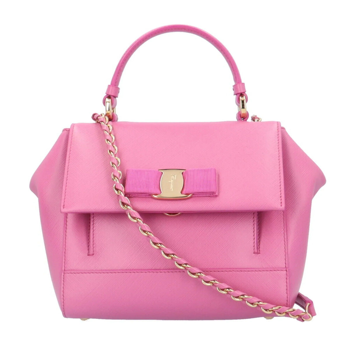 Pre-Owned Salvatore Ferragamo Vara Ribbon Shoulder Bag Leather EZ-21 F570 Pink Ladies 2way BRB10010000013177 (Good)