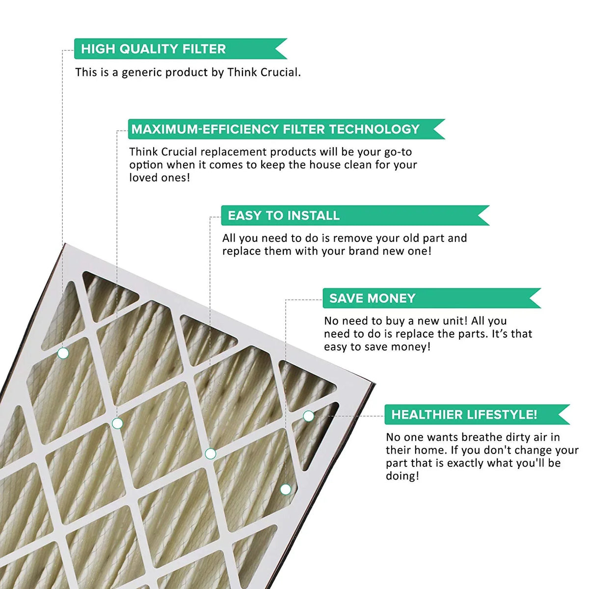 Trion Air Cleaner Filter,MERV 8,20x25x5",3PK  255649-102