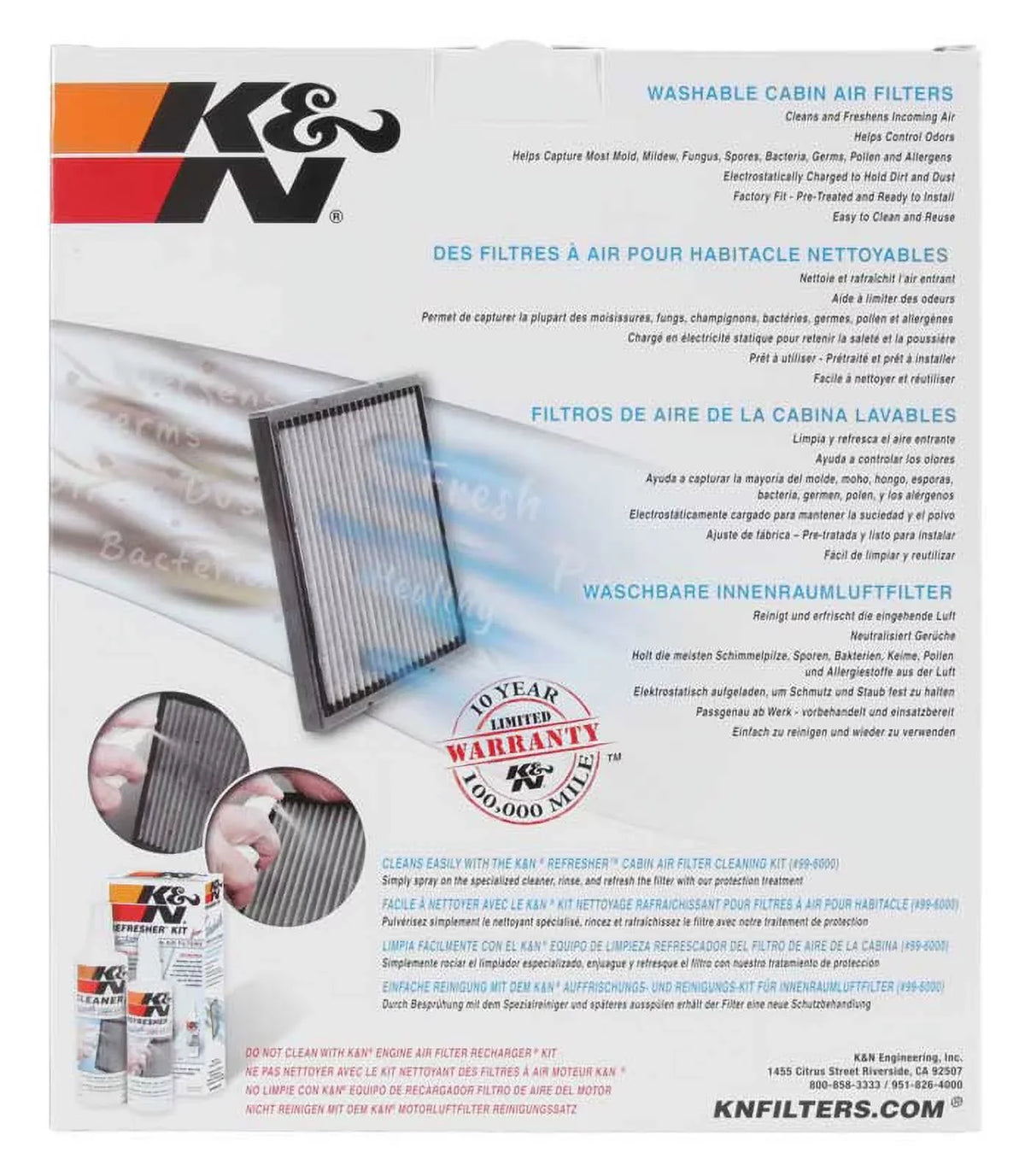 K&N VF2008 Washable & Reusable Cabin Air Filter Cleans and Freshens Incoming Air for your , Lexus Fits select: 2001-2007  HIGHLANDER, 1999-2003 LEXUS RX
