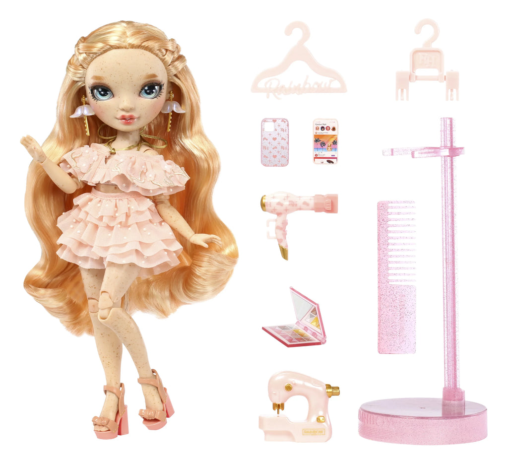 Kids Gift 4-12 Years and Collectors. Fashionable Outfit & 10+ Colorful Play Accessories. Rainbow High Victoria - Light Pink Fashion Doll, Freckles from Head to Toe