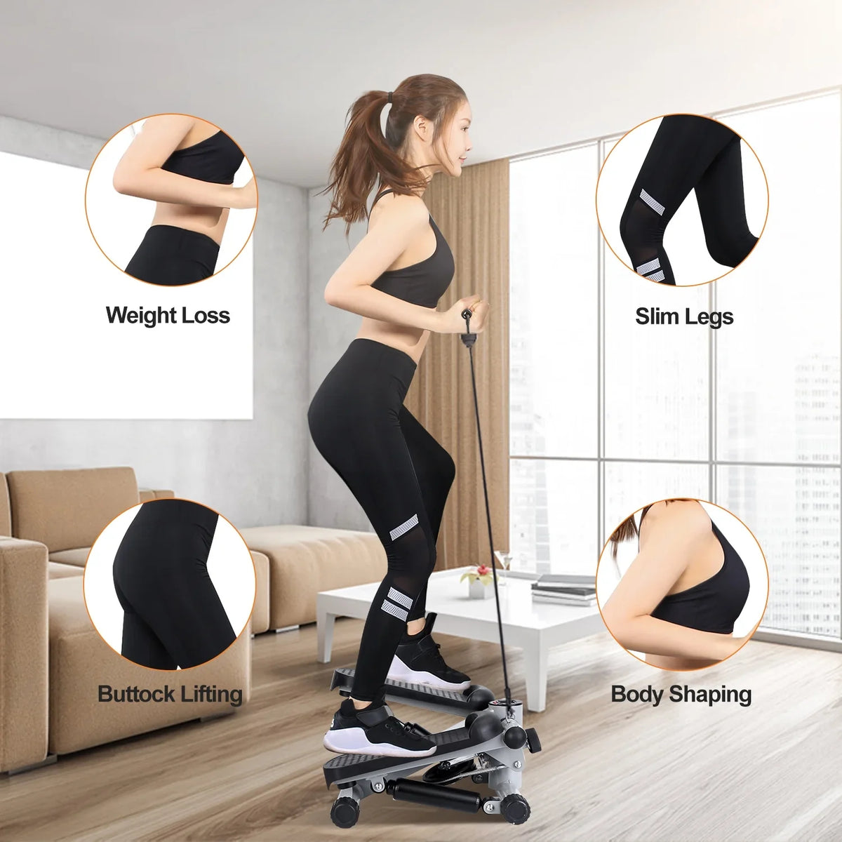 iMounTEK Mini Fitness Stepper with LCD Monitor, Stepper for Exercise Gray Stepper Max 330.7LBS