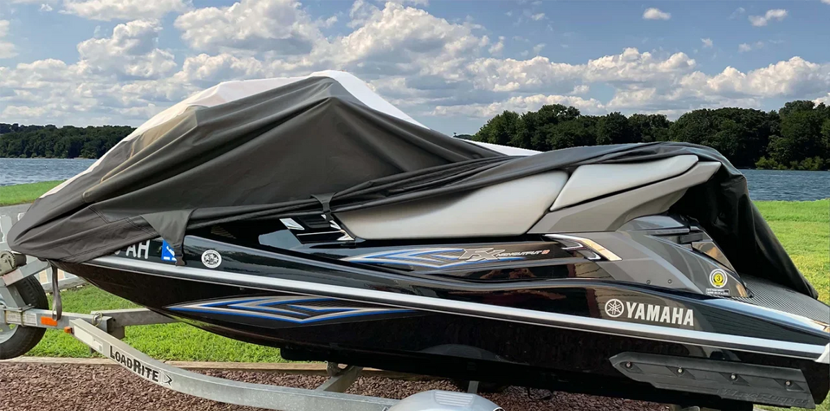 SUPER HEAVY-DUTY PWC JetSki Cover Compatible for POLARIS JET SKI GENESIS PWC COVER 1999 2000 2001 2002 ebony/Grey