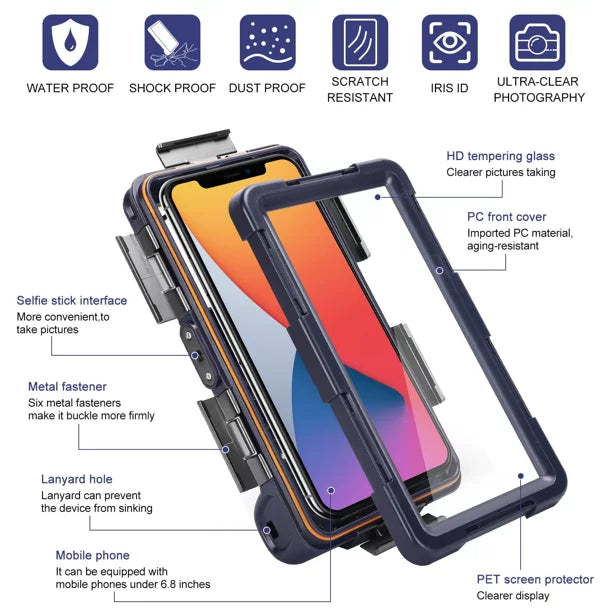 UrbanX Professional [15m/50ft] Swimming Diving Surfing Snorkeling Photo Video Waterproof Protective Case Underwater Housing for Oppo Reno4 SE And all Phones Up to 6.9 25mm LCD with Lanyard