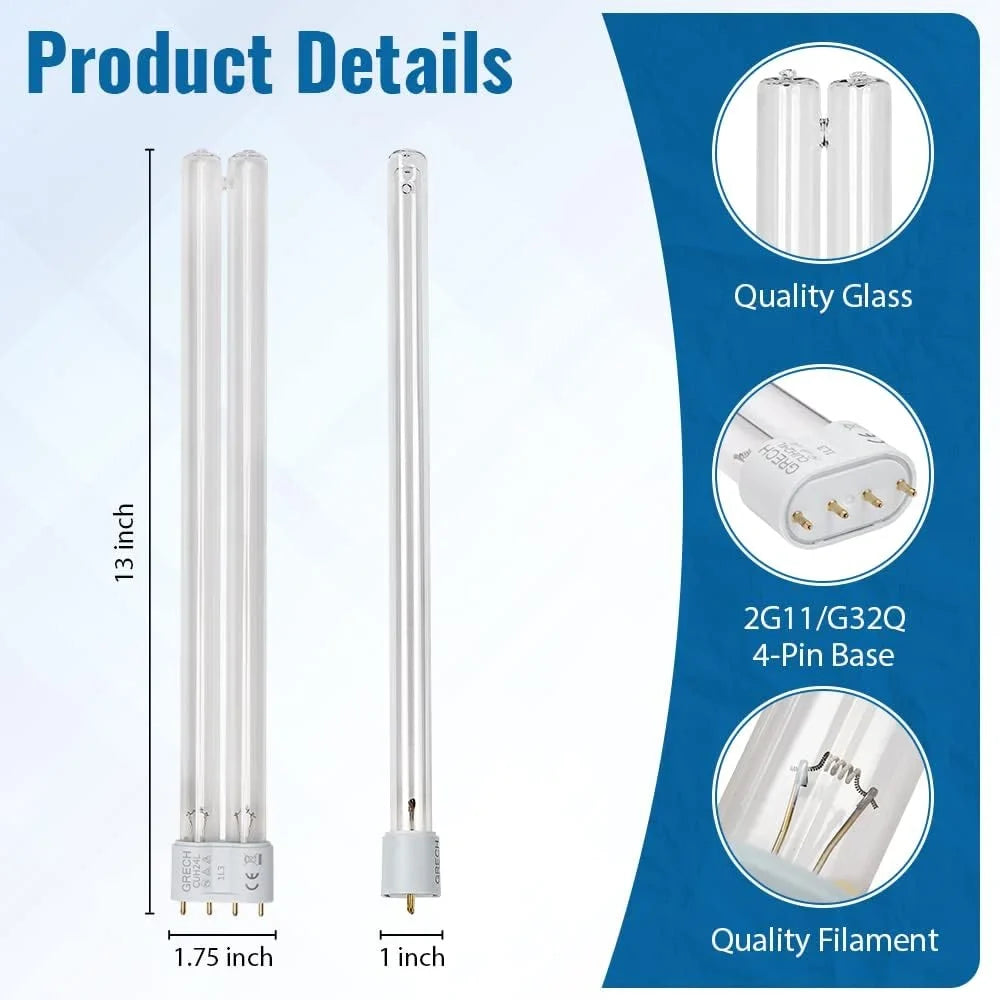 24W UV Ultraviole 2G11-4 Pin Base Replacement Light Clarifier Lamp Filter For Aquarium Koi reservoir Fish Compatible To CUV-324 / CUV-624