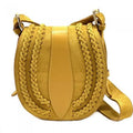 Italian Artisan  Lara Womens Vintage Suede Leather Messenger Bag, Yellow - Small