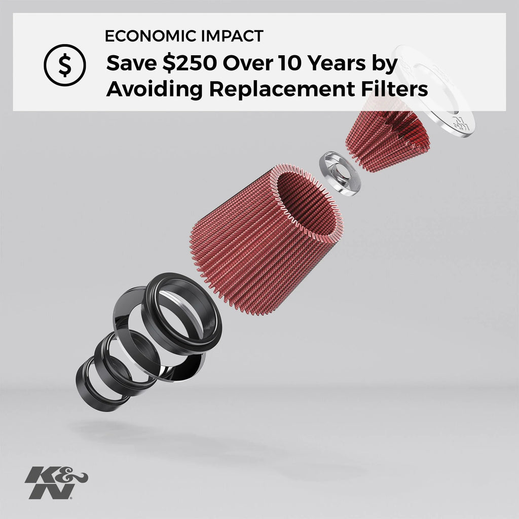 K&N Universal Clamp-On Air Filter: High Performance, Premium, Washable, Replacement Engine Filter: Flange gauge: 6 In, Filter Height: 7.5 In, Flange Length: 1 In, Shape: Round Tapered, RU-1041