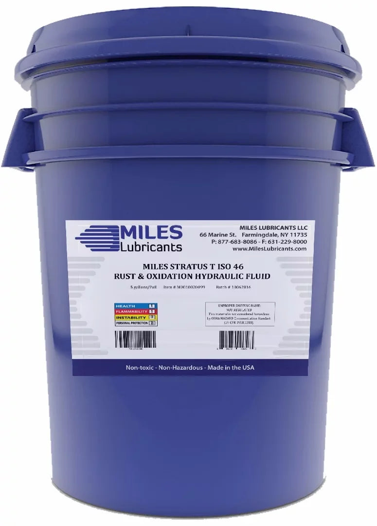 Miles Stratus, T, 46 Rust & Oxidation Hydraulic Fluid, 5-Gallon Pail