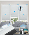 Solar Powered Magnetic Rechargeable Motorized Blinds 100% Blackout with Alexa Google【Free Solar Panel】 Cellular Shades Honeycomb with Remote, Cordless Automatic Electric Blinds, 29" Wx64 H, White
