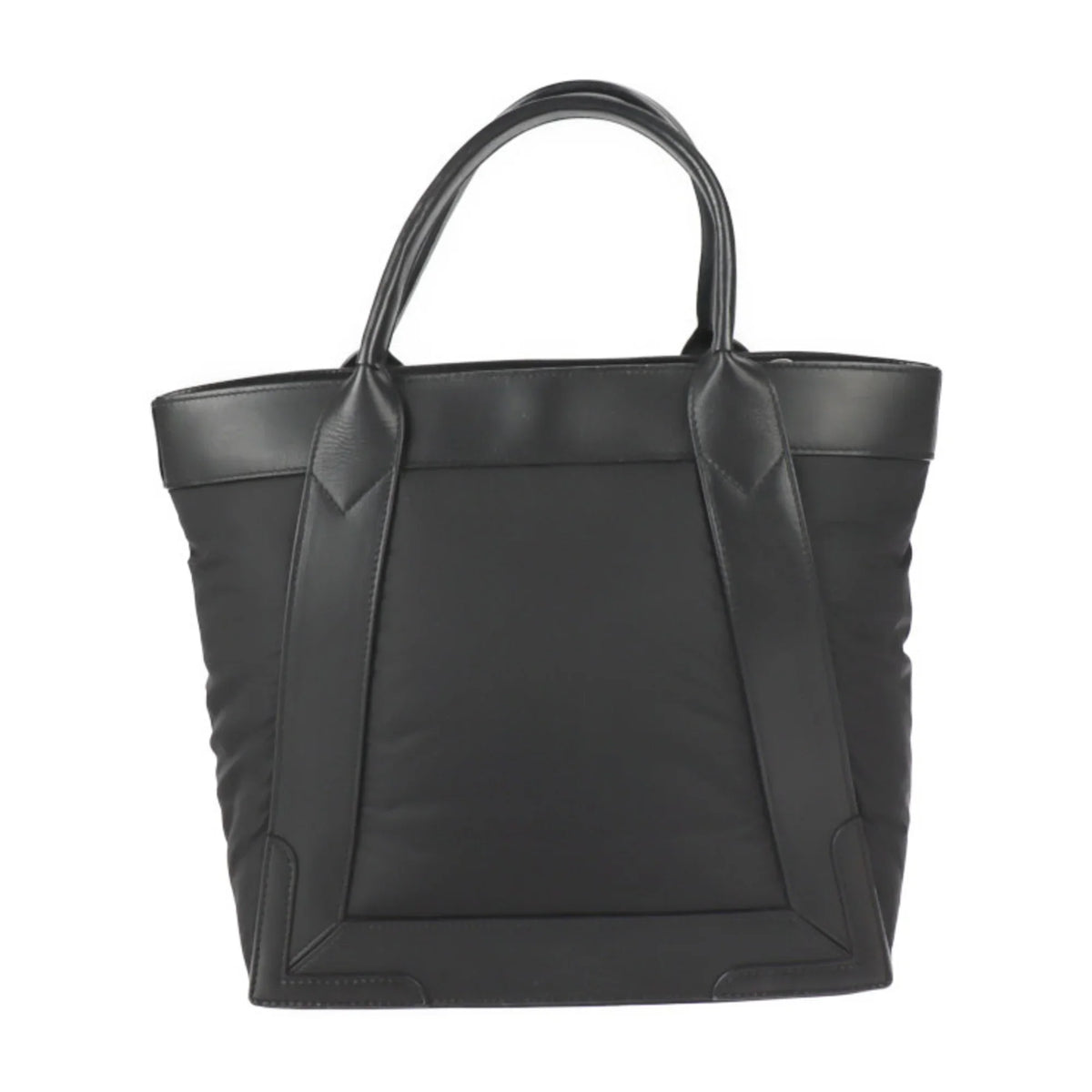 Pre-Owned BALENCIAGA Balenciaga Kabas S tote bag 363425 nylon leather charcoal silver metal fittings (Good)