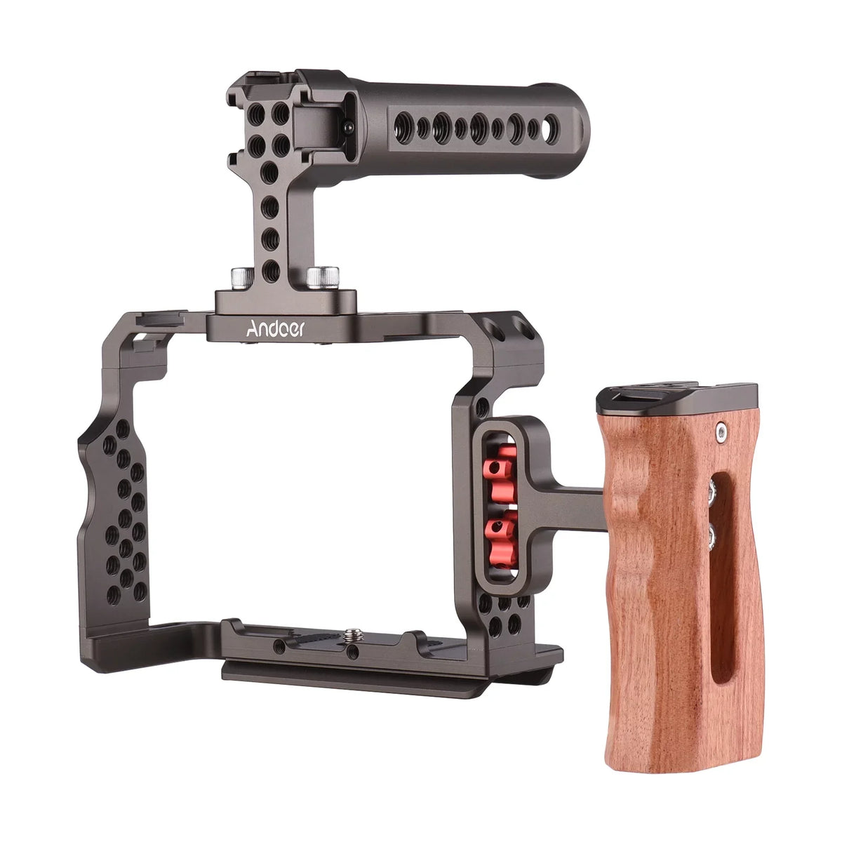 7299 Aluminum Alloy Cage Kit with Video Rig Handle Wooden Grip Replacement for  A7R III/ A7 II/ A7III
