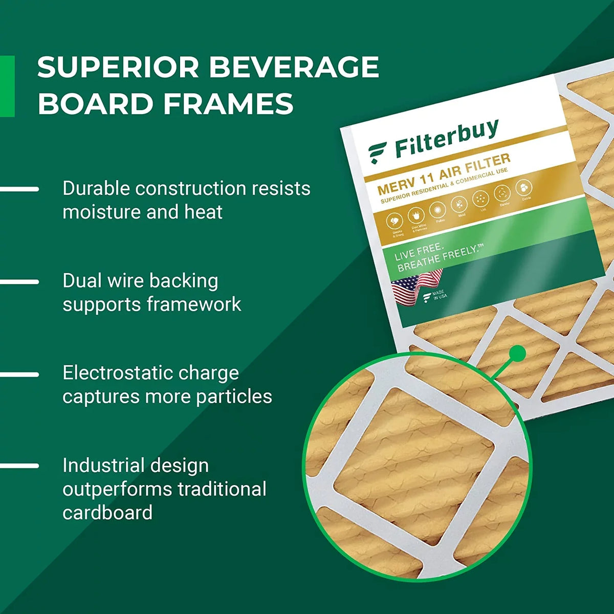 Filterbuy 18x24x2 MERV 11 Pleated HVAC AC Furnace Air Filters (6-Pack)