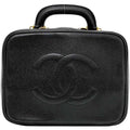 Pre-Owned Chanel Handbag Vanity Bag charcoal Gold Cocomark A07061 Leather GP Caviar Skin 4th CHANEL Stitch (Good)