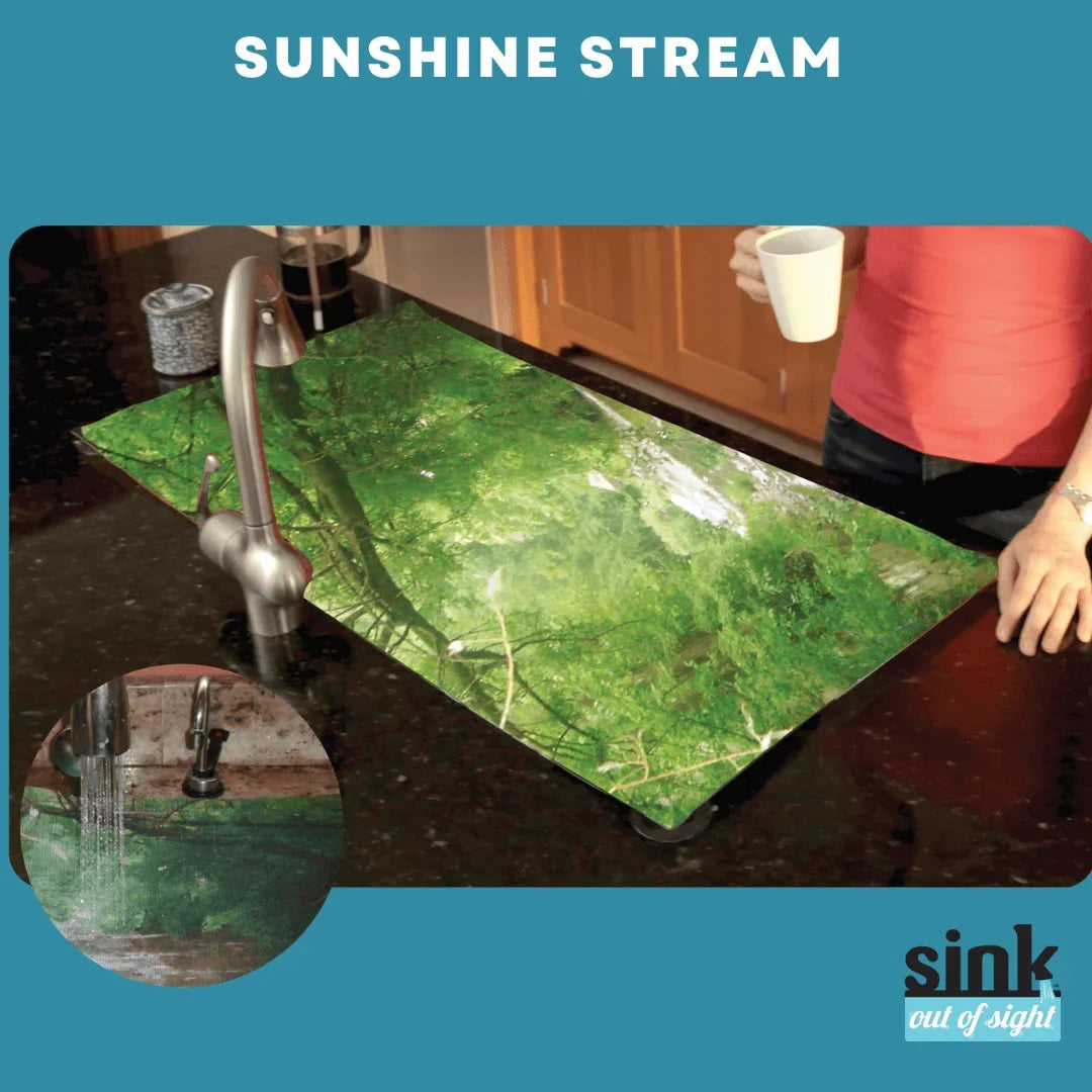 Design: Single Sunshine Stream 30" x 20"  SK1-SS. Sink Out of Sight- Home Decor Kitchen Sink Cover, Hot/Cold Liquids and Debris Pass Through Cover, adjustable, 2 sizes