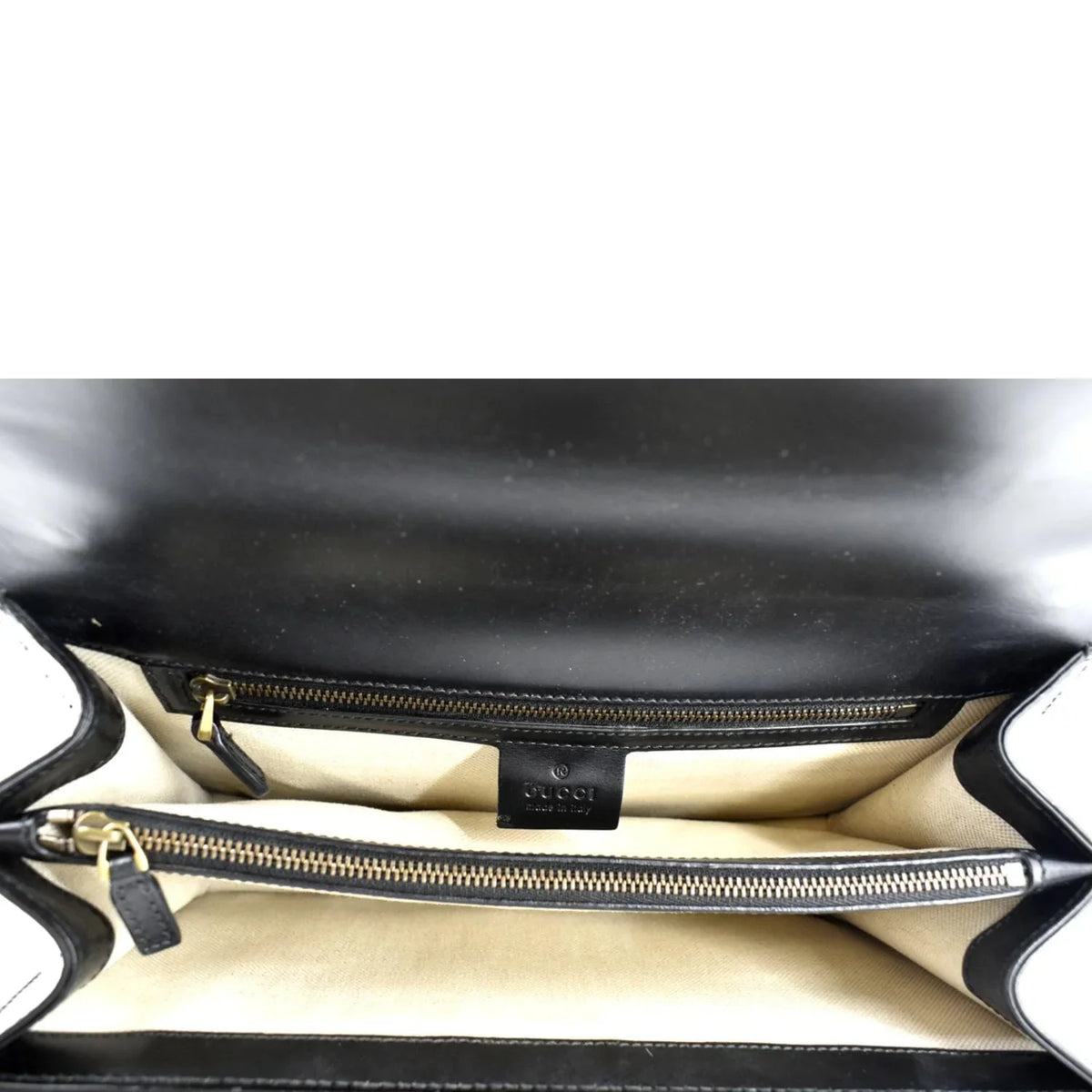 Pre-owned GUCCI Knight Malaga Kid Heart Medium Leather Crossbody Bag ebony 431777
