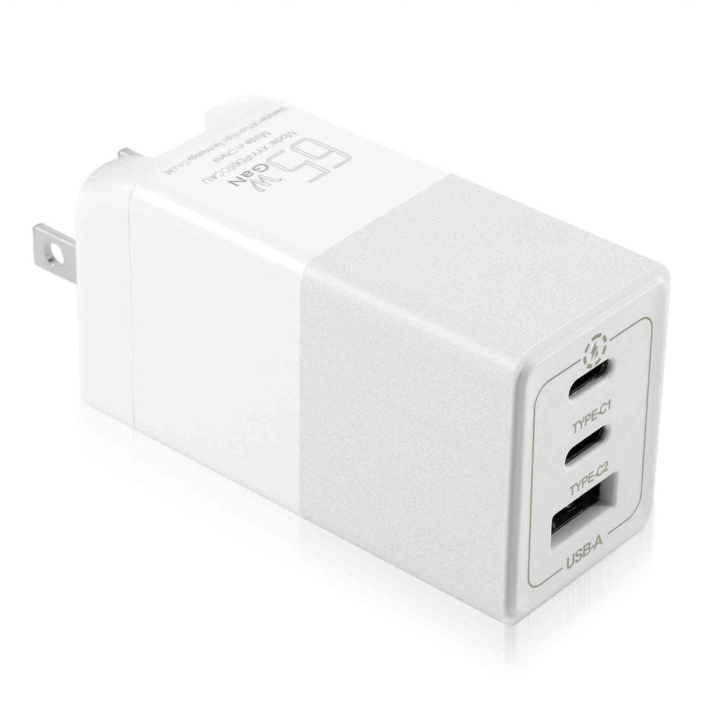 UrbanX 65W Fast Travel Charger with 3 Ports USB & Dual USB-C High-Speed Charging Compatible with HTC One A9/One M9/Desire Eye/Butterfly 2/One Remix, iPhone,  Galaxy, Google Pixel, MacBook