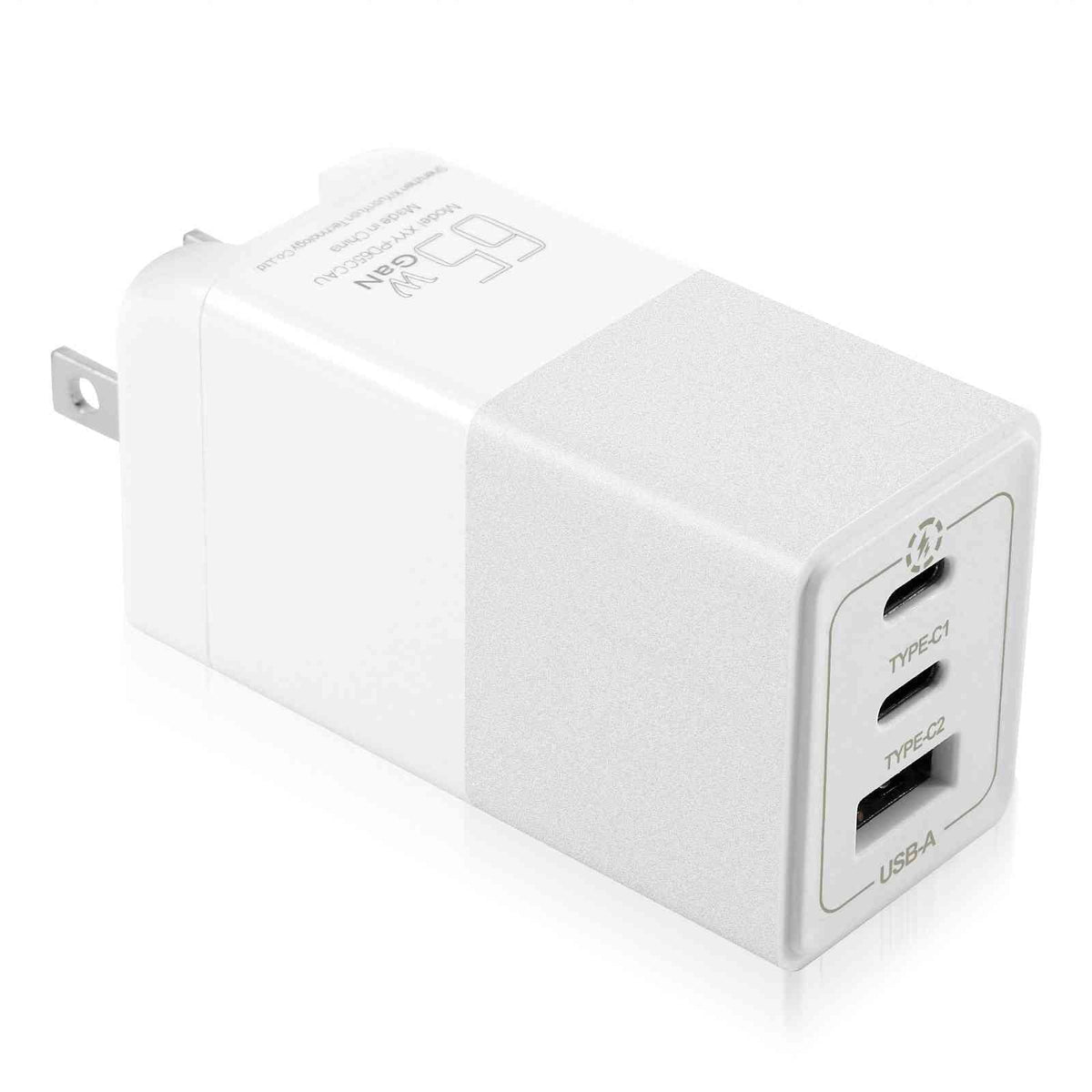 UrbanX 65W Fast Travel Charger with 3 Ports USB & Dual USB-C High-Speed Charging Compatible with HTC One A9/One M9/Desire Eye/Butterfly 2/One Remix, iPhone,  Galaxy, Google Pixel, MacBook